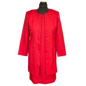 Anthony Richards Sheath Dress and Jacket Long Line Embroidered Holiday Size 14